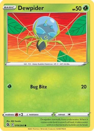 'Pokemon - 'Dewpider 019/264  - Reverse Holofoil SWSH08 Fusion Strike - Common