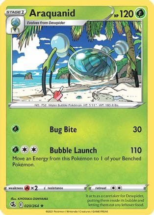 'Pokemon - 'Araquanid 020/264  - Reverse Holofoil SWSH08 Fusion Strike - Rare
