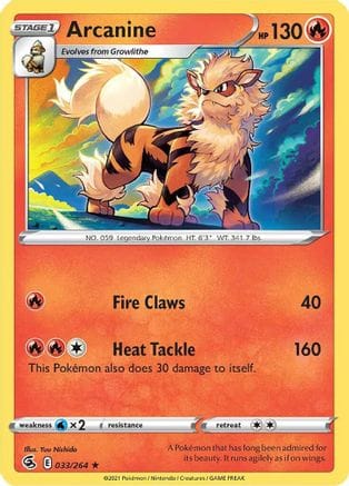 'Pokemon - 'Arcanine 033/264  SWSH08 Fusion Strike - Rare
