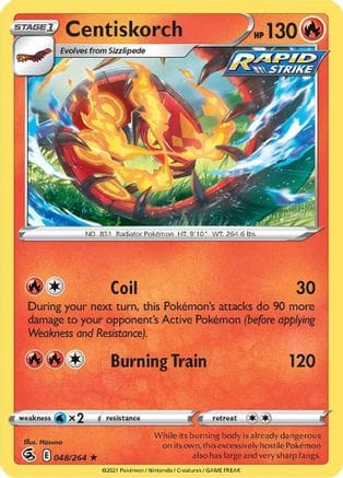 'Pokemon - 'Centiskorch (48) 048/264  SWSH08 Fusion Strike - Rare