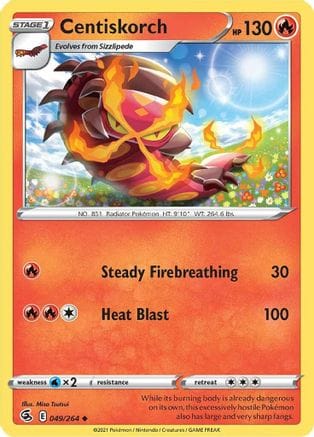 'Pokemon - 'Centiskorch (49) 049/264  SWSH08 Fusion Strike - Uncommon