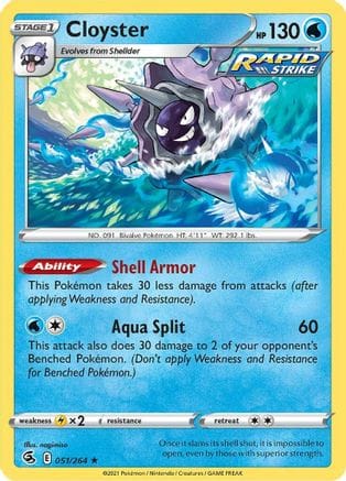 'Pokemon - 'Cloyster 051/264  - Reverse Holofoil SWSH08 Fusion Strike - Rare