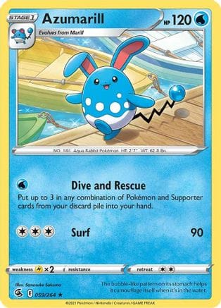 'Pokemon - 'Azumarill 059/264  SWSH08 Fusion Strike - Rare