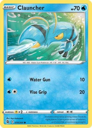 'Pokemon - 'Clauncher 074/264  SWSH08 Fusion Strike - Common