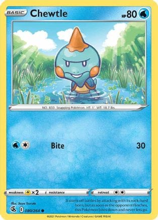 'Pokemon - 'Chewtle 080/264  - Reverse Holofoil SWSH08 Fusion Strike - Common