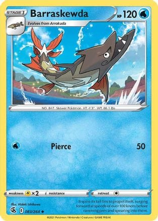 'Pokemon - 'Barraskewda 083/264  - Reverse Holofoil SWSH08 Fusion Strike - Uncommon