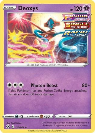 'Pokemon - 'Deoxys 120/264  - Reverse Holofoil SWSH08 Fusion Strike - Holo Rare