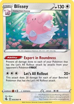 'Pokemon - 'Blissey 203/264  - Reverse Holofoil SWSH08 Fusion Strike - Rare