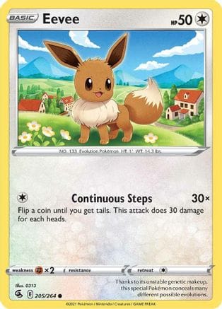 'Pokemon - 'Eevee 205/264  SWSH08 Fusion Strike - Common