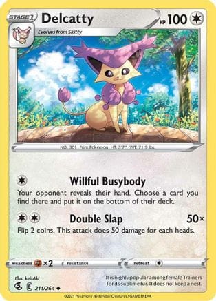 'Pokemon - 'Delcatty 211/264  - Reverse Holofoil SWSH08 Fusion Strike - Uncommon