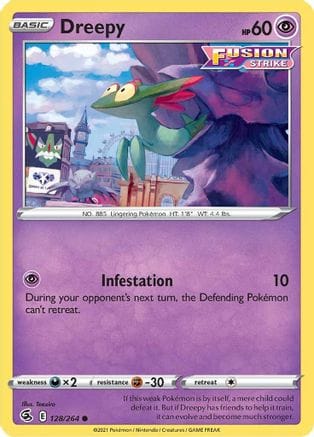 'Pokemon - 'Dreepy 128/264  - Reverse Holofoil SWSH08 Fusion Strike - Common