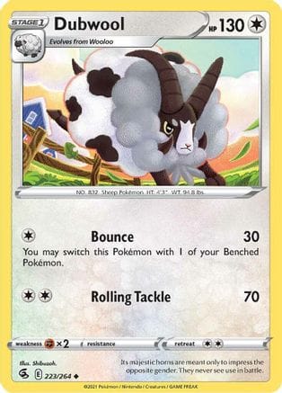 'Pokemon - 'Dubwool 223/264  SWSH08 Fusion Strike - Uncommon