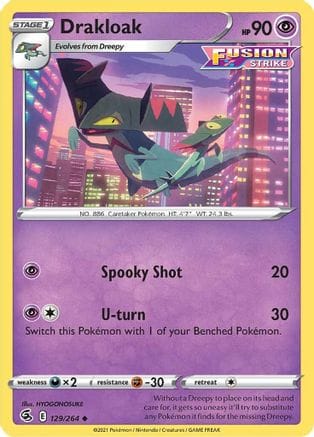 'Pokemon - 'Drakloak 129/264  - Reverse Holofoil SWSH08 Fusion Strike - Uncommon