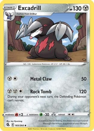 'Pokemon - 'Excadrill 183/264  SWSH08 Fusion Strike - Uncommon