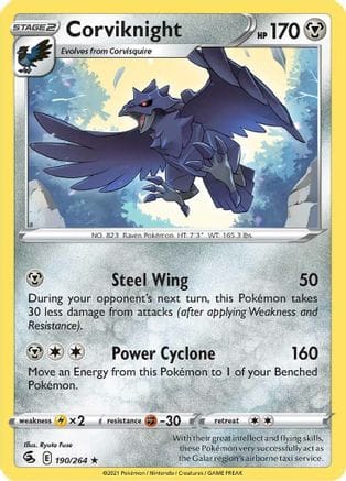 'Pokemon - 'Corviknight 190/264  SWSH08 Fusion Strike - Rare
