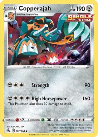 'Pokemon - 'Copperajah 192/264  - Reverse Holofoil SWSH08 Fusion Strike - Uncommon