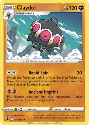 'Pokemon - 'Claydol 145/264  - Reverse Holofoil SWSH08 Fusion Strike - Rare