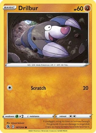 'Pokemon - 'Drilbur 147/264  SWSH08 Fusion Strike - Common