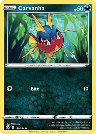 'Pokemon - 'Carvanha 162/264  SWSH08 Fusion Strike - Common
