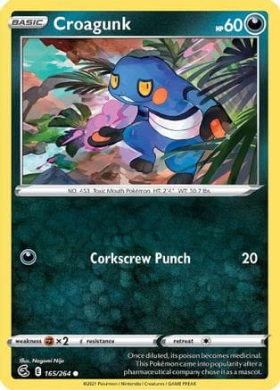 'Pokemon - 'Croagunk 165/264  SWSH08 Fusion Strike - Common