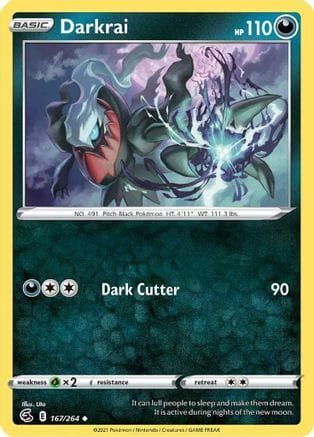 'Pokemon - 'Darkrai 167/264  - Reverse Holofoil SWSH08 Fusion Strike - Uncommon