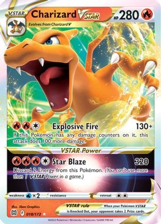 'Pokemon - 'Charizard VSTAR 018/172  - Holofoil SWSH09 Brilliant Stars - Ultra Rare
