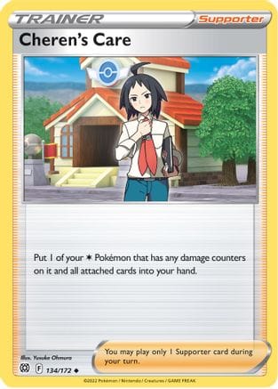'Pokemon - 'Cheren's Care 134/172  - Reverse Holofoil SWSH09 Brilliant Stars - Uncommon
