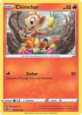'Pokemon - 'Chimchar 024/172  SWSH09 Brilliant Stars - Common