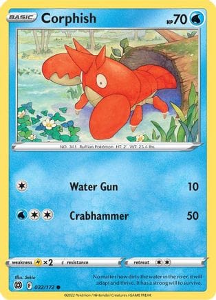 'Pokemon - 'Corphish 032/172  SWSH09 Brilliant Stars - Common