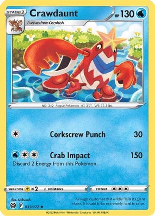 'Pokemon - 'Crawdaunt 033/172  SWSH09 Brilliant Stars - Uncommon