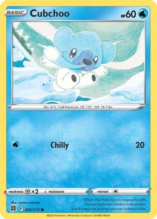 'Pokemon - 'Cubchoo 042/172  SWSH09 Brilliant Stars - Common