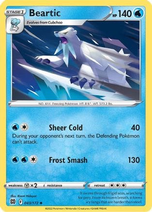 'Pokemon - 'Beartic 043/172  SWSH09 Brilliant Stars - Uncommon