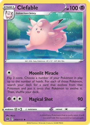 'Pokemon - 'Clefable 054/172  SWSH09 Brilliant Stars - Rare