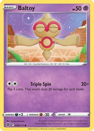 'Pokemon - 'Baltoy 058/172  - Reverse Holofoil SWSH09 Brilliant Stars - Common