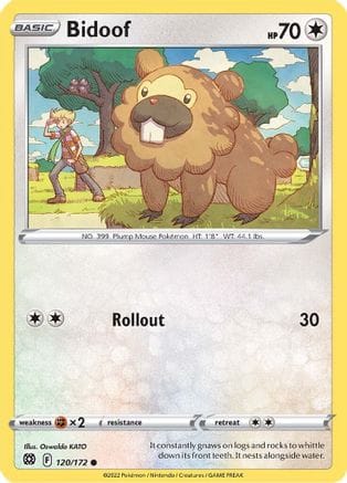 'Pokemon - 'Bidoof 120/172  SWSH09 Brilliant Stars - Common