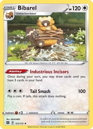 'Pokemon - 'Bibarel 121/172  - Holofoil SWSH09 Brilliant Stars - Holo Rare