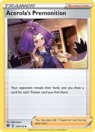 'Pokemon - 'Acerola's Premonition 129/172  SWSH09 Brilliant Stars - Uncommon