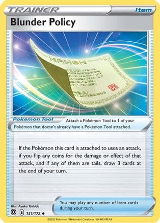 'Pokemon - 'Blunder Policy 131/172  - Reverse Holofoil SWSH09 Brilliant Stars - Uncommon