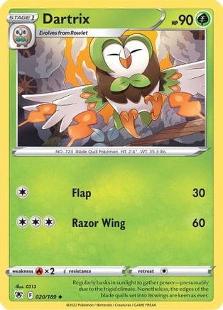 'Pokemon - 'Dartrix 020/189  SWSH10 Astral Radiance - Uncommon