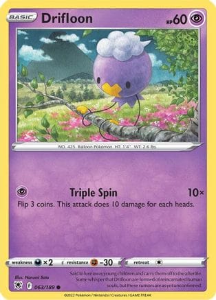 'Pokemon - 'Drifloon 063/189  - Reverse Holofoil SWSH10 Astral Radiance - Common