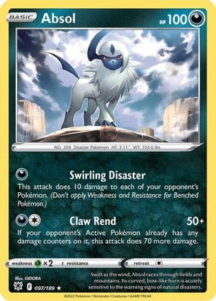 'Pokemon - 'Absol 097/189  - Reverse Holofoil SWSH10 Astral Radiance - Holo Rare