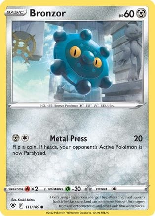 'Pokemon - 'Bronzor 111/189  SWSH10 Astral Radiance - Common