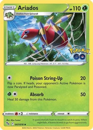 'Pokemon - 'Ariados 007/078  - Reverse Holofoil Pokemon GO - Uncommon