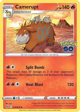 'Pokemon - 'Camerupt 014/078  - Reverse Holofoil Pokemon GO - Uncommon