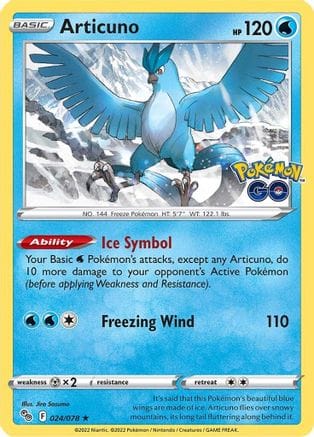 'Pokemon - 'Articuno 024/078  - Reverse Holofoil Pokemon GO - Holo Rare