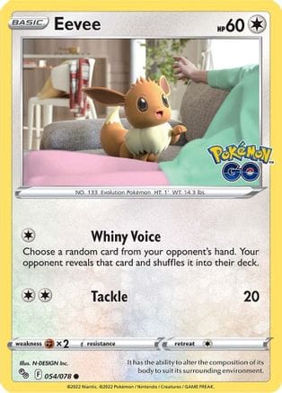'Pokemon - 'Eevee 054/078  - Reverse Holofoil Pokemon GO - Common
