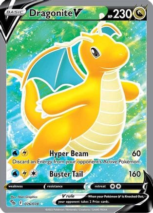 'Pokemon - 'Dragonite V (Full Art) 076/078  - Holofoil Pokemon GO - Ultra Rare