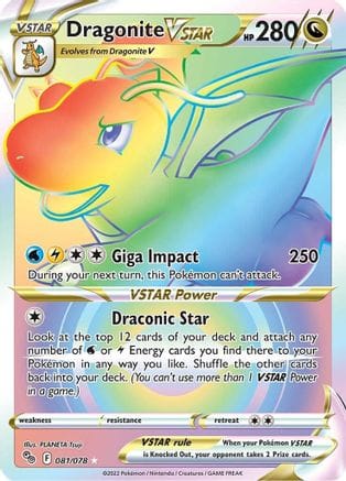 'Pokemon - 'Dragonite VSTAR (Secret) 081/078  - Holofoil Pokemon GO - Secret Rare