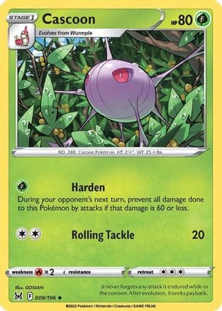'Pokemon - 'Cascoon 009/196  SWSH11 Lost Origin - Uncommon