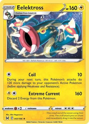 'Pokemon - 'Eelektross 061/196  - Reverse Holofoil SWSH11 Lost Origin - Rare
